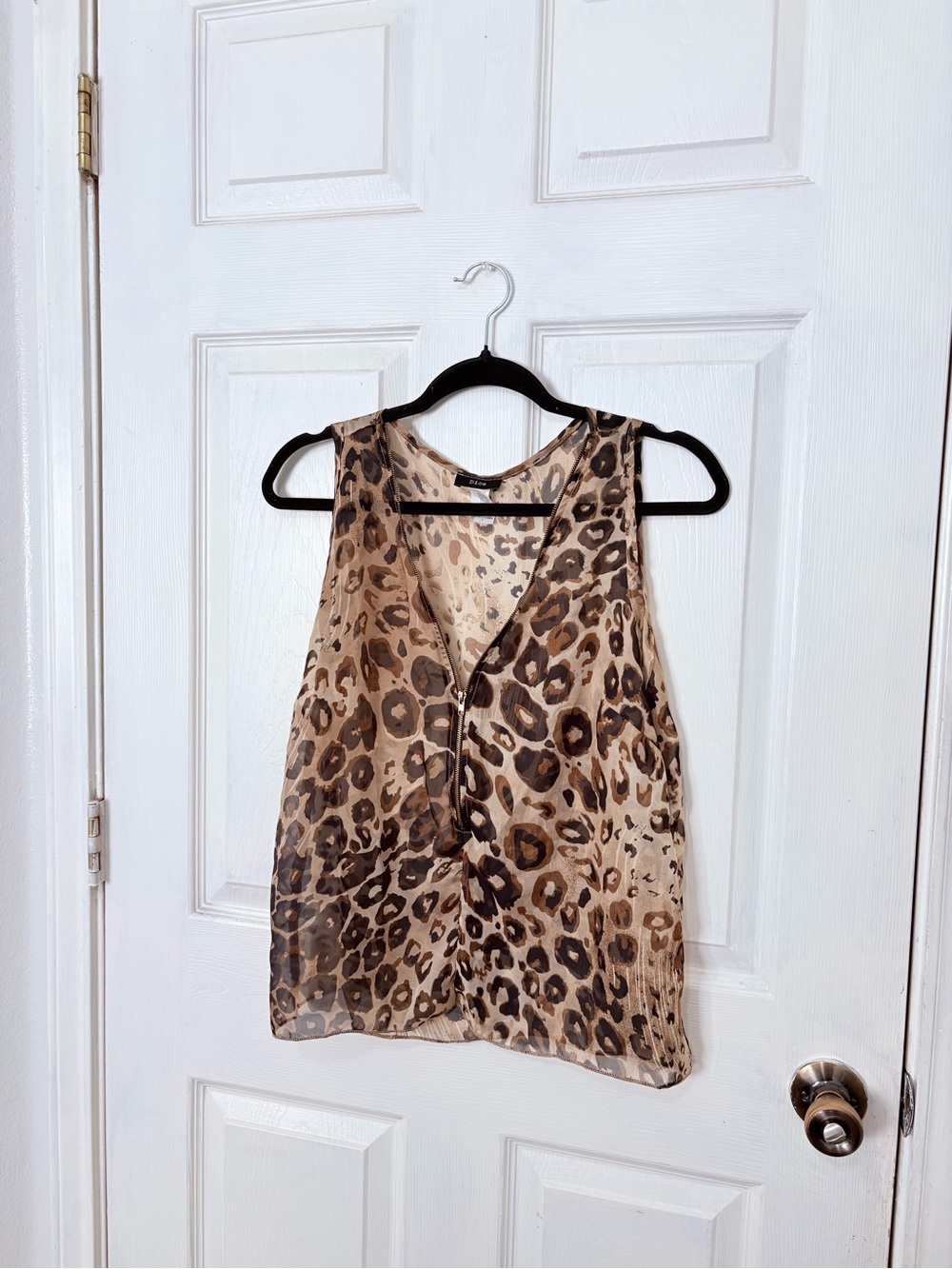 Dice Leopard Print Sleeveless V-Neck Camisole - Beige Brown